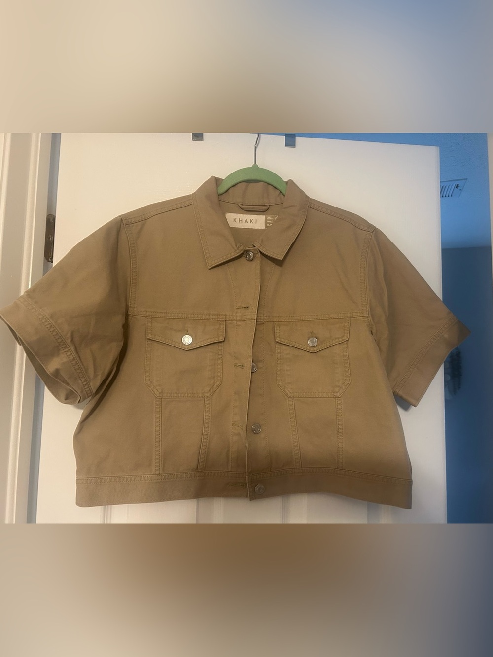Gap Khaki Cotton Utility Jacket in Tan color Short Sleeve XL
